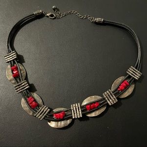 Chico’s silver black red statement necklace